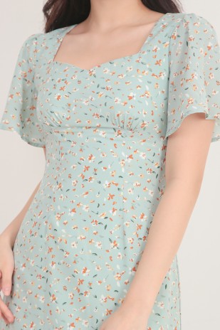 Thora Floral Dress in Mint (MY)