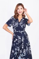 Jessene Floral Wrap Dress in Navy (MY)