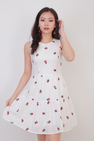 Springdale Embroidered Dress in Red (MY)