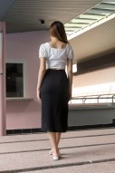 Burlette Overlap Skirt in Black