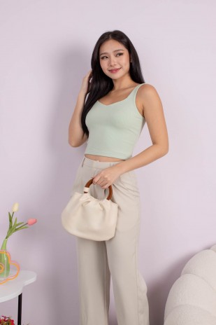 Tracey Ribbed Top in Tea Green