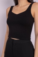 Tracey Ribbed Top in Black