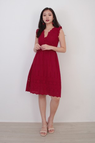 Adina Crochet Dress in Wine Red (MY)
