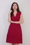 Adina Crochet Dress in Wine Red (MY)