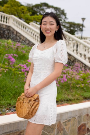 Sandie Broderie Dress in White