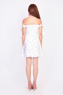 Ivy Off Shoulder Knotted Dress in White (MY)