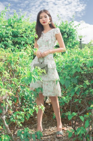 Denise Floral Midi Dress in Cream (MY)