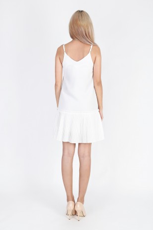 Selena Pleated Dress in White (MY)
