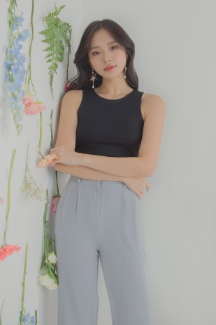 RESTOCK: Thelma High Waisted Pants in Steel Blue