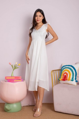 Shalia Ruffle Wrap Dress in White