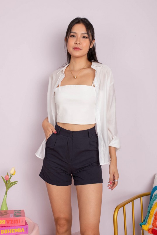 white sheer button down shirt