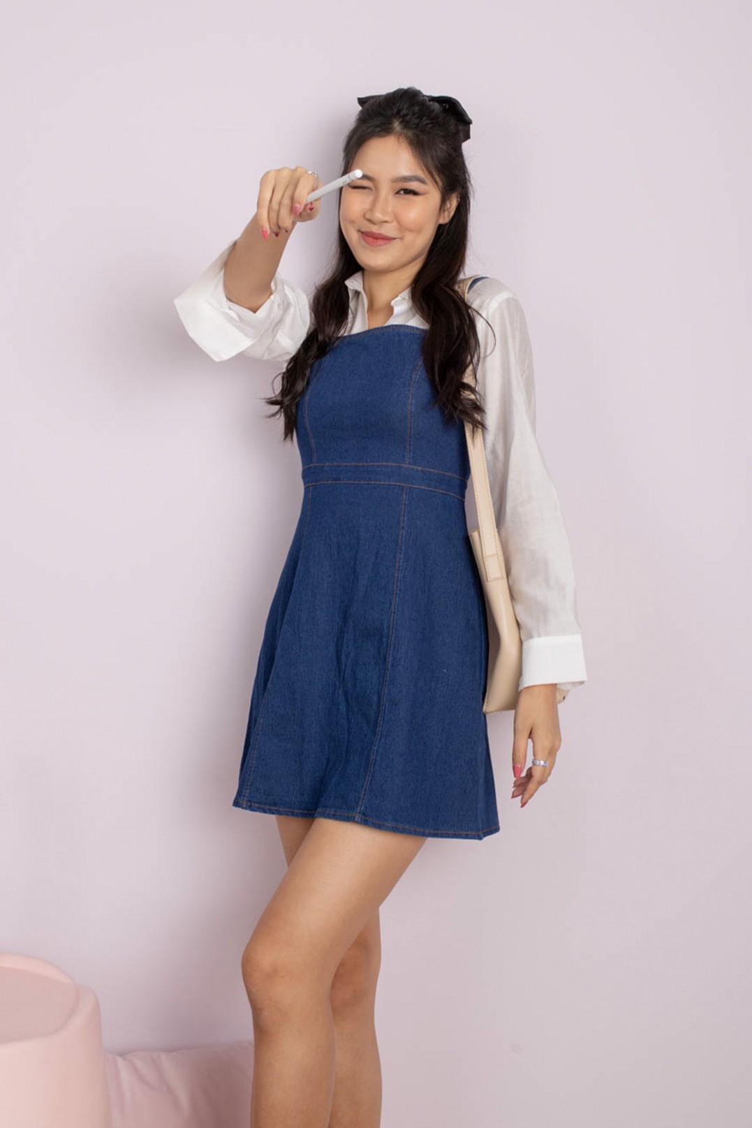 Jaie Denim A Line Dress in Dark-Wash - MGP