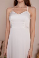 Aspel Cross-Back Padded Maxi Dress in White