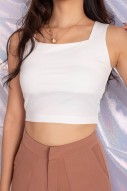 Nathan Square-Neck Basic Top in White