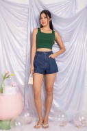 Nathan Square-Neck Basic Top in Emerald