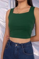Nathan Square-Neck Basic Top in Emerald
