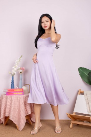Fedora Bustier Midi Dress in Lilac