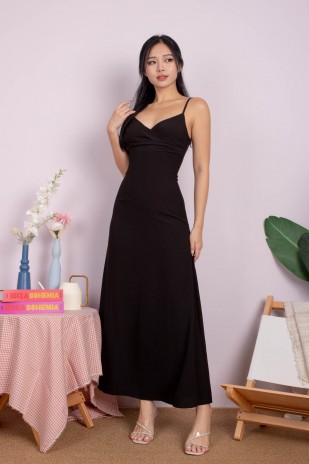 Venus Wrap Maxi Dress in Black