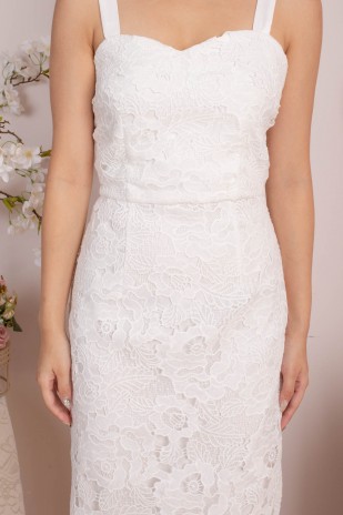 Gretha Lace Tie-Back Dress in White