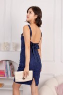 Gretha Lace Tie-Back Dress in Navy