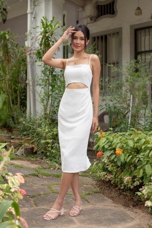 Alliyah Front Cut-Out Dress in White