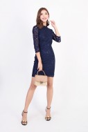 RESTOCK: Lena Backless Lace Dress in Navy