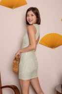 Sibyl Lace Backless Cheongsam in Sage