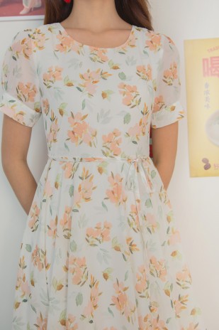 RESTOCK: Almie Floral Dress in Peach