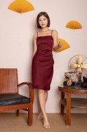 Qinra Ruched Dress in Wine