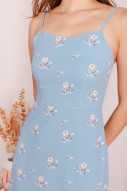 RESTOCK: Maren Floral Slit Midi Dress in Blue