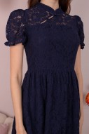 Geonna Lace A-Line Cheongsam in Navy