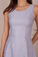 Justane Embossed Scallop Dress in Lilac
