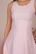 Justane Embossed Scallop Dress in Pink