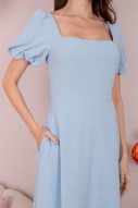 RESTOCK: Klorra Square-Neck Flare Dress in Blue