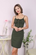 Casey Ruched Cami Dress in Olive
