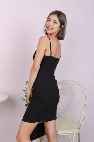Casey Ruched Cami Dress in Black