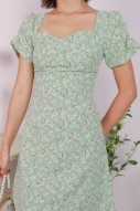 Kaylie Floral Sweetheart Dress in Sage