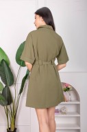 Haisley Button Trench Dress in Olive
