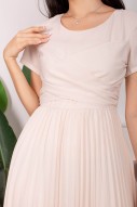 Sherya Pleated Wrap Dress in Cream