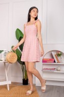 Xenna Textured Ruffle Strap Dress in Pink