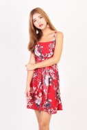 Cora Floral Tie Dress in Red (MY)
