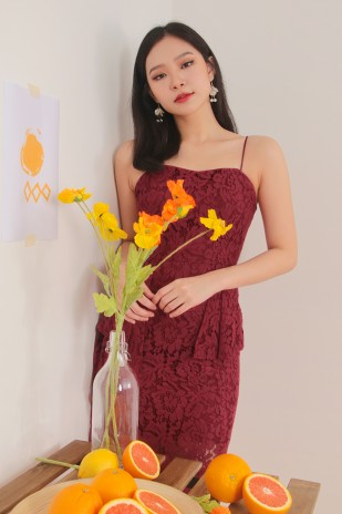 Kimora Lace Dress in Wine Red (MY)