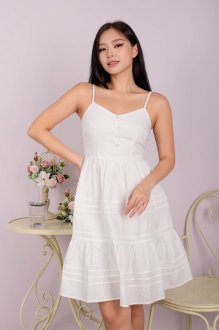 Barine Babydoll Dress in White