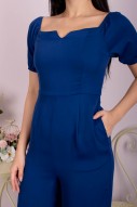 Karis Notched Jumpsuit in Blue
