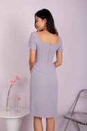 Fiora Notched Dress in Ice Lavender