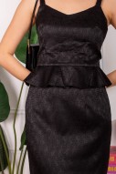 RESTOCK: Tholei Embossed Peplum Dress in Black