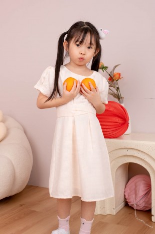 RESTOCK: Hanli Junior Gingham Dress in Apricot