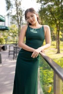 Amberlyn V2 Slit Maxi in Forest Green