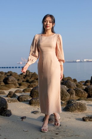 Jannah Adjustable Slit Dress in Blush