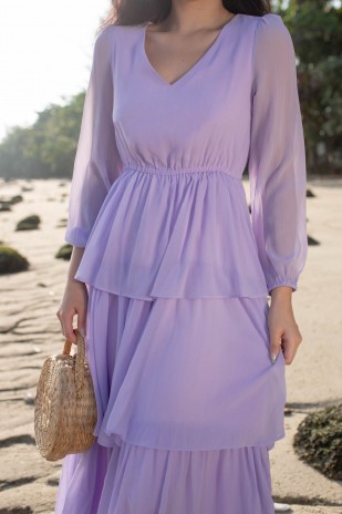 Renia Tiered Maxi Dress in Lavender